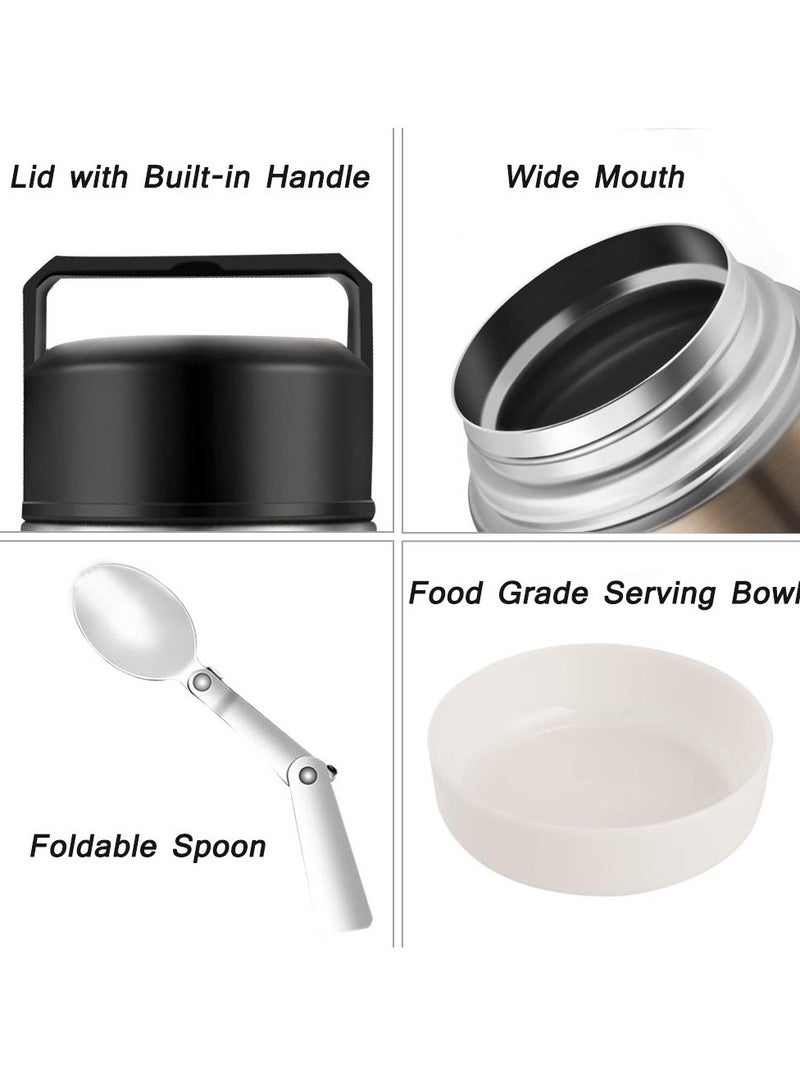 Excefore Food Thermos, Insulated Food Container, Vacuum Sealed Stainless Steel Food Container for Hot and Cold Meals Perfect for School, Office, and Travel, 800ML, Give a Spoon (Gold) - Image 3