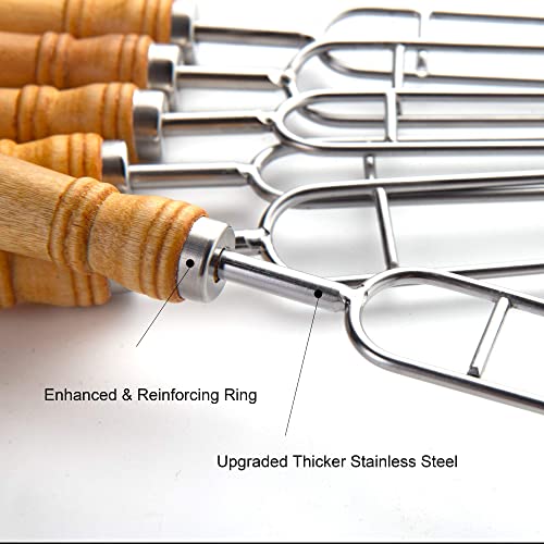IMEEA Double Skewers for Grilling Thickened Stainless Steel Kebab BBQ Skewers with Wood Handle, 16.5-Inch - Image 2