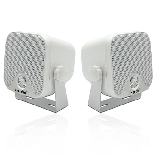 Herdio 4 Heavy Duty Waterproof Boat Marine Box Outdoor Speakers Surface Mounted for Skid Steer ATV UTV RZR Golf Cart White - Image 1