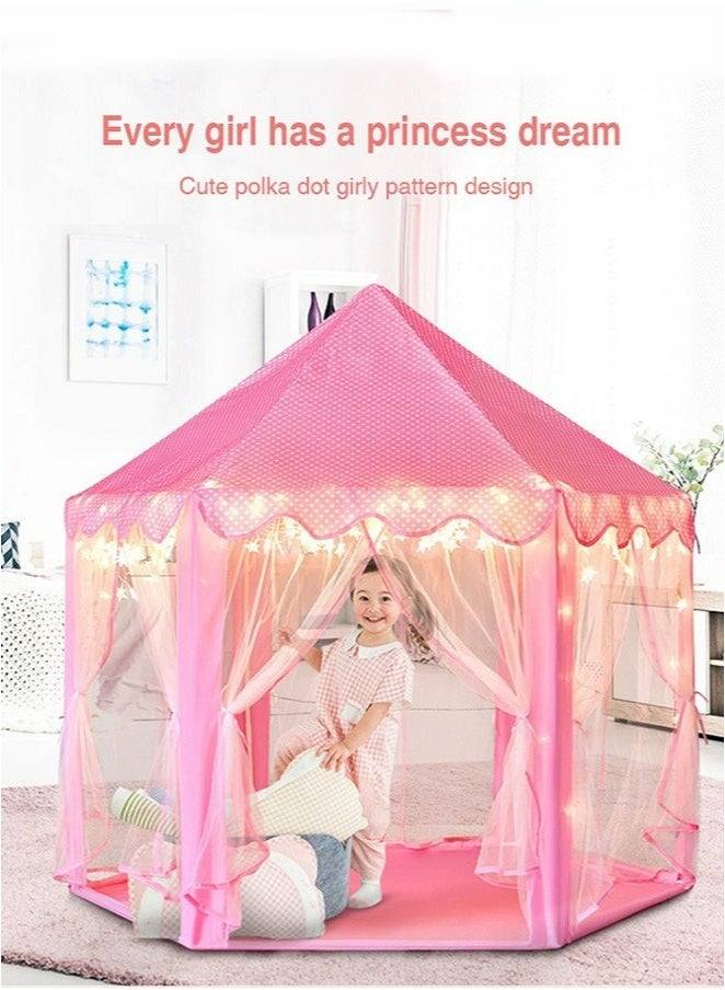 RollsTimi  Large Princess Tent for Girls,Kids Play Tent with LED Star Lights, Princess Toys, Princess Castle for Indoor and Outdoor Games, Pink - Image 4