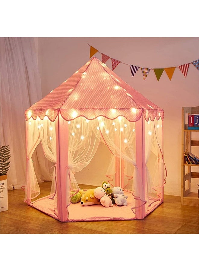 RollsTimi  Large Princess Tent for Girls,Kids Play Tent with LED Star Lights, Princess Toys, Princess Castle for Indoor and Outdoor Games, Pink - Image 3