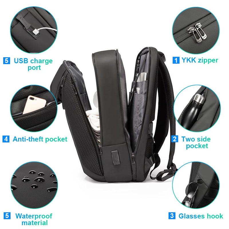 BANGE Smart Business Laptop Backpack Waterproof can fit 15.6-17.3 Inch Laptop with 3.0 USB charging port for men and women - Image 4
