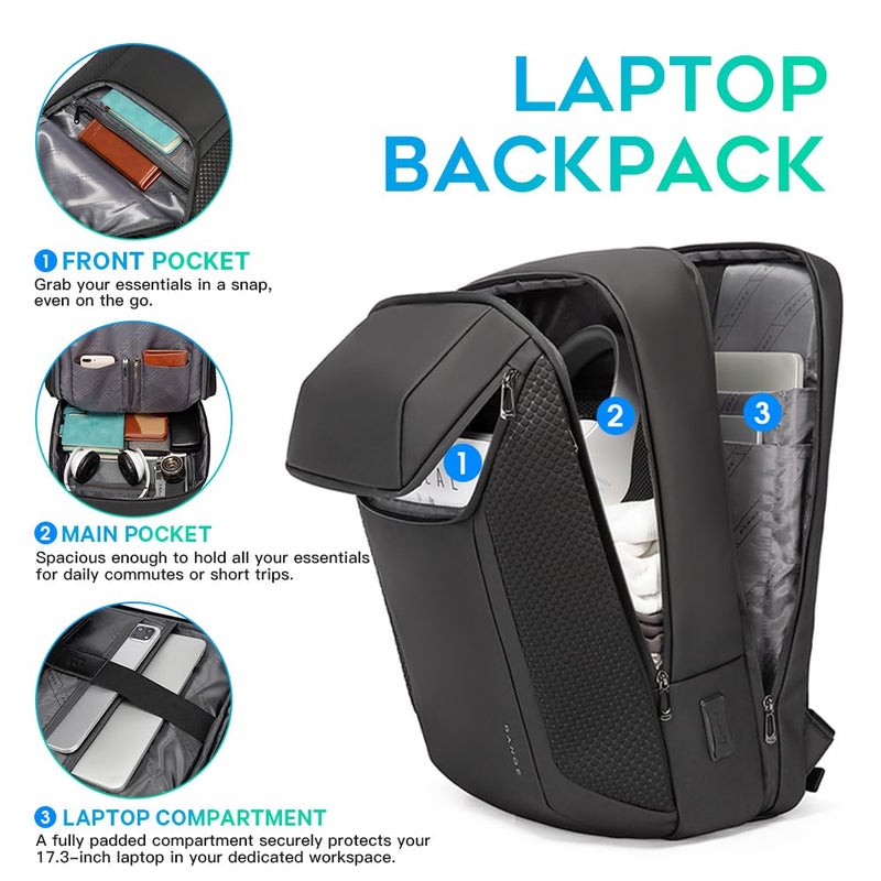 BANGE Smart Business Laptop Backpack Waterproof can fit 15.6-17.3 Inch Laptop with 3.0 USB charging port for men and women - Image 3