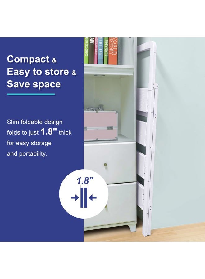 BIBKOKE Step Ladders Folding 3-Step White Finish Aluminum Foldable Step Stool,Anti-Slip Portable Sturdy for Home & Kitchen Office 330 lbs - Image 5