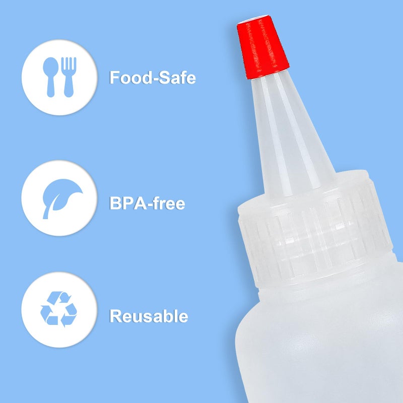 Ninsula 5Pcs Squeeze Bottles, 4 Oz Plastic Condiment Squeeze Bottles with Red Twist Top Cap, Empty Squeeze Bottles for Sauces, Ketchup, Mustard, Syrup, Oil, Dressings, Travel, Lab, and Crafts - Image 3