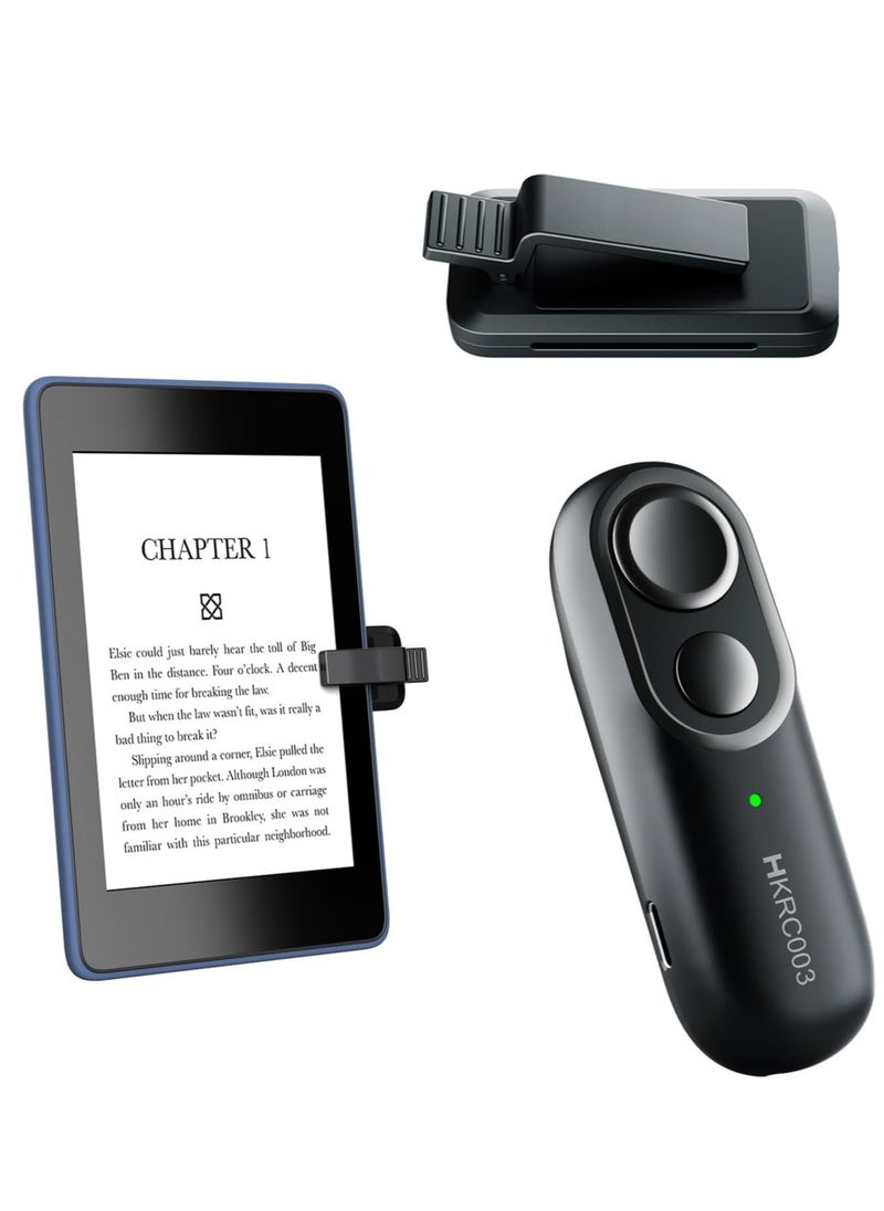 Furtey - Remote Control Page Turner for Kindle Reading, Wireless E-Reader Controller for iPad Tablets iPhone Android-phones, eBook Readers Accessories/Taking Photos Remote, Super Lightweight, Black - Image 1