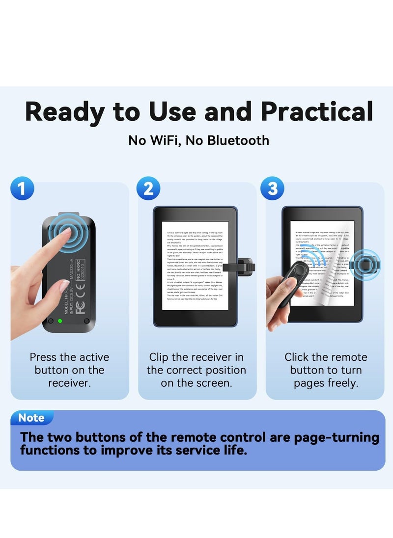 Furtey - Remote Control Page Turner for Kindle Reading, Wireless E-Reader Controller for iPad Tablets iPhone Android-phones, eBook Readers Accessories/Taking Photos Remote, Super Lightweight, Black - Image 1