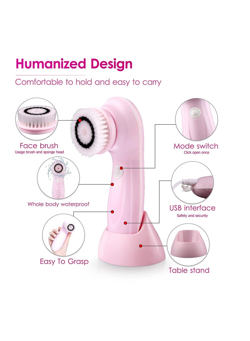 ORiTi Facial Cleaning Brush Waterproof USB Rechargeable Portable With 3 Brush Head - Image 2