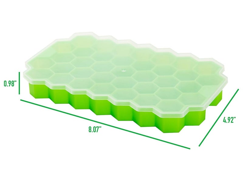 SAMEZONE Ice Cube Tray with Silicon Ice Mold Trays Flexible Silicone Honeycomb Shape 37 Cavity Ice Cube Tray with Lid Mould Ice Trays for Chilled Drinks Reusable Multicolor Pack of 3 - Image 4