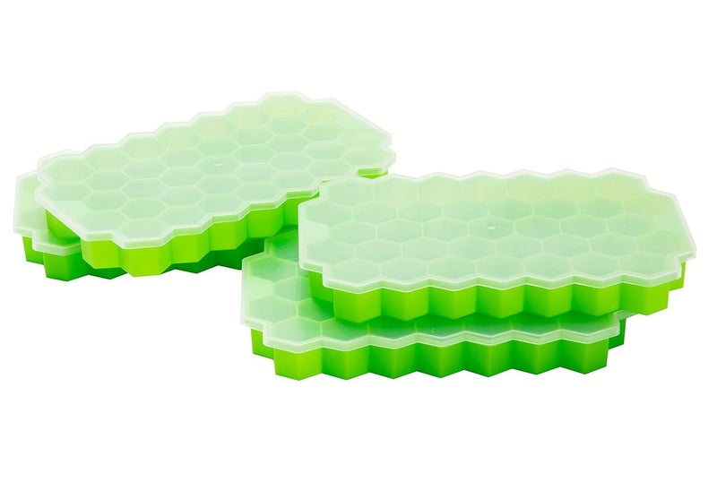 SAMEZONE Ice Cube Tray with Silicon Ice Mold Trays Flexible Silicone Honeycomb Shape 37 Cavity Ice Cube Tray with Lid Mould Ice Trays for Chilled Drinks Reusable Multicolor Pack of 3 - Image 5