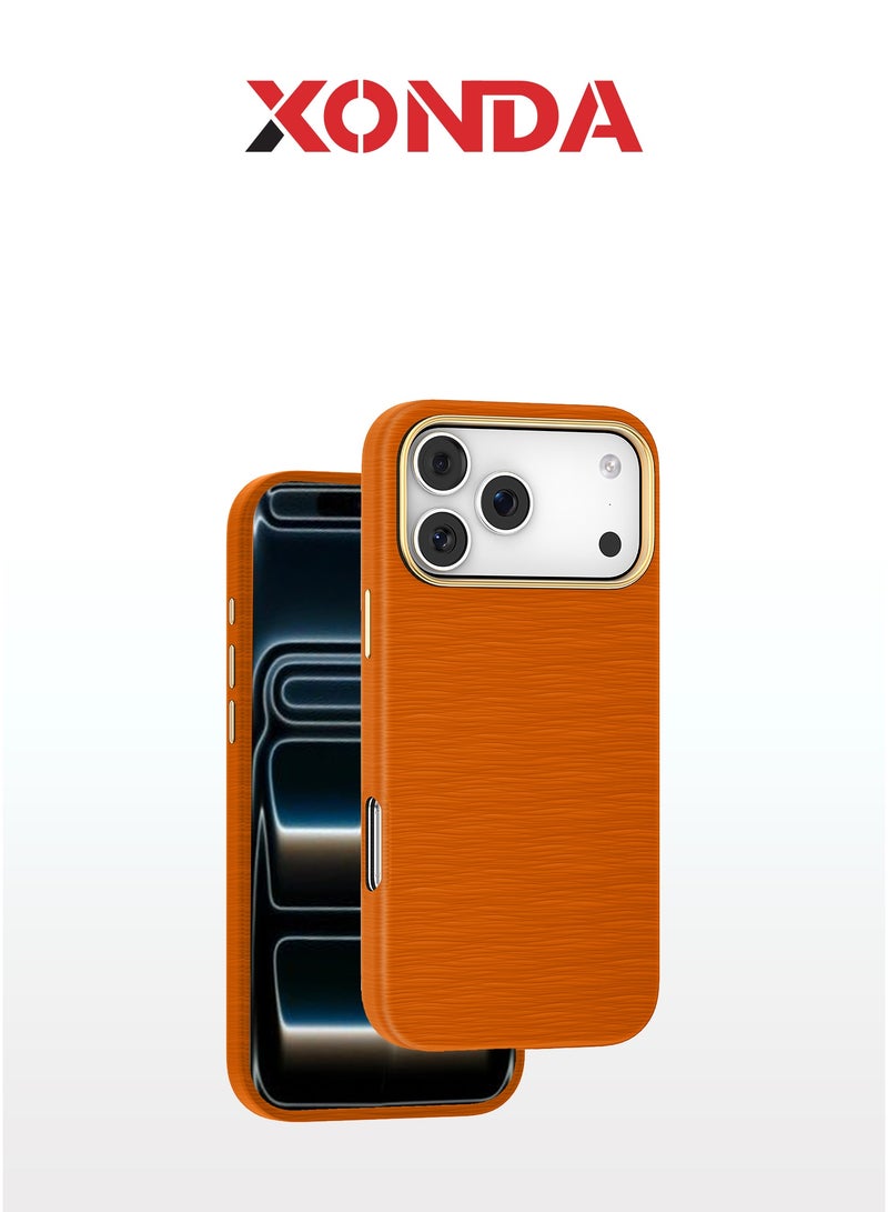 زوندا كفر فيلفت ايدج  ايفون 17 برو ماكس ماج سيف لون برتقالي - تغطية كاملة للحواف لحماية متكاملة ، بطانة داخلية من الألياف الدقيقة لحماية من الخدوش ، مقاوم للصدمات، متوافق مع ملحقات MagSafe. - Image 1