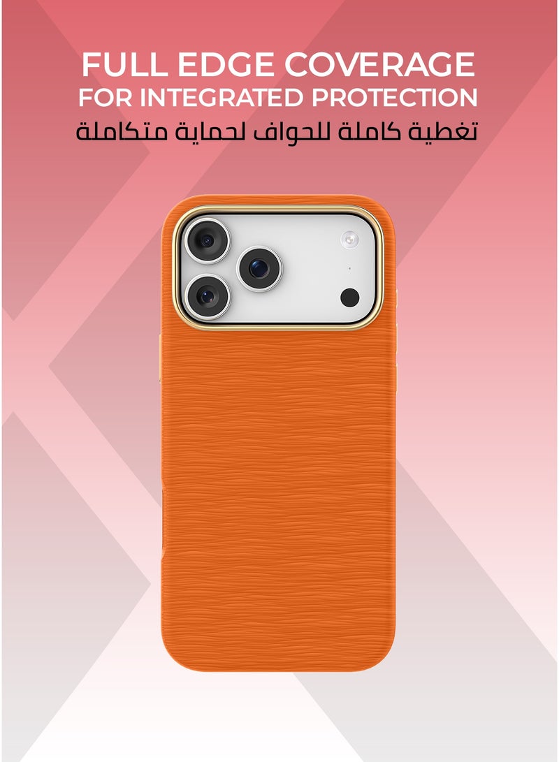 زوندا كفر فيلفت ايدج  ايفون 17 برو ماكس ماج سيف لون برتقالي - تغطية كاملة للحواف لحماية متكاملة ، بطانة داخلية من الألياف الدقيقة لحماية من الخدوش ، مقاوم للصدمات، متوافق مع ملحقات MagSafe. - Image 4
