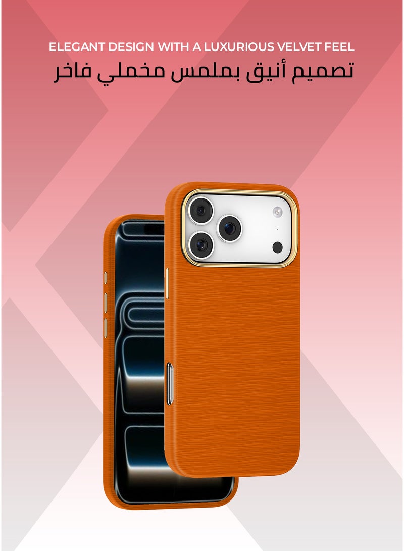 زوندا كفر فيلفت ايدج  ايفون 17 برو ماكس ماج سيف لون برتقالي - تغطية كاملة للحواف لحماية متكاملة ، بطانة داخلية من الألياف الدقيقة لحماية من الخدوش ، مقاوم للصدمات، متوافق مع ملحقات MagSafe. - Image 2