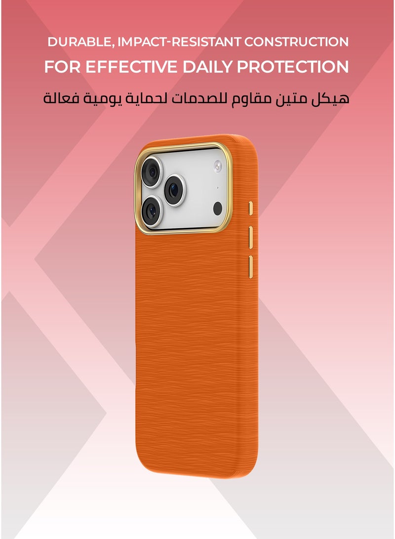 زوندا كفر فيلفت ايدج  ايفون 17 برو ماكس ماج سيف لون برتقالي - تغطية كاملة للحواف لحماية متكاملة ، بطانة داخلية من الألياف الدقيقة لحماية من الخدوش ، مقاوم للصدمات، متوافق مع ملحقات MagSafe. - Image 3