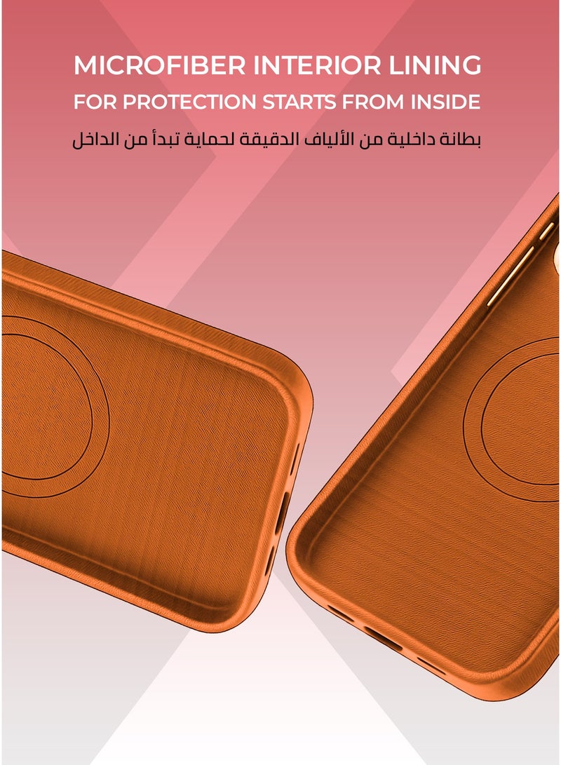 زوندا كفر فيلفت ايدج  ايفون 17 برو ماكس ماج سيف لون برتقالي - تغطية كاملة للحواف لحماية متكاملة ، بطانة داخلية من الألياف الدقيقة لحماية من الخدوش ، مقاوم للصدمات، متوافق مع ملحقات MagSafe. - Image 5