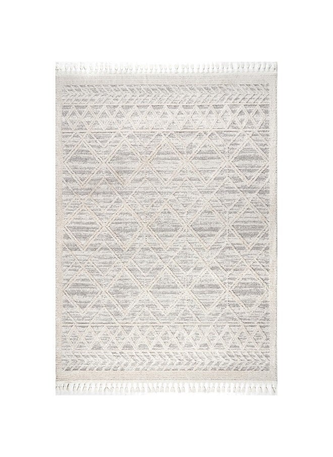 nuLOOM - nuLOOM 4x6 Ansley Moroccan Tassel Area Rug, Light Grey, High-Low Textured Bohemian Design, Plush High Pile, Stain Resistant, For Bedroom, Living Room, Hallway, Entryway - Image 1