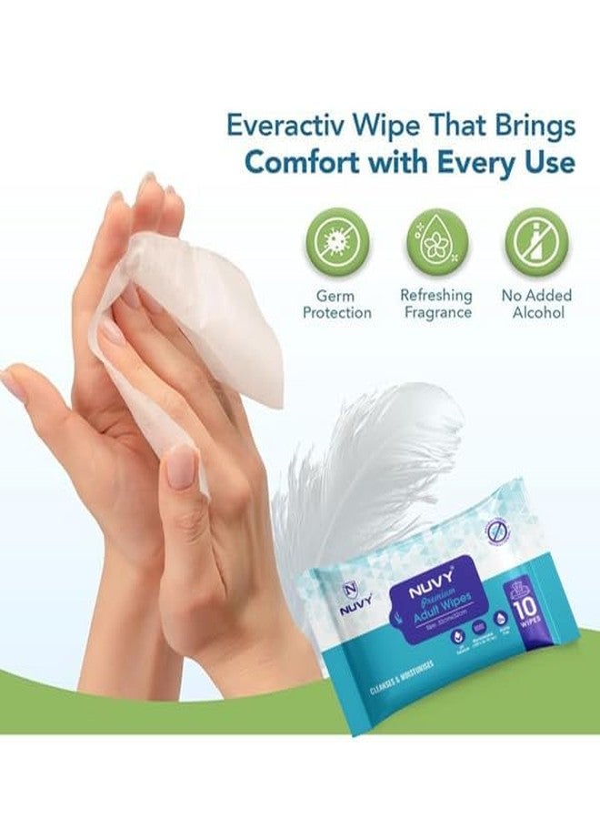 Nuvy Premium Adult Bath Wipes, Antibacterial, Ready-To-Use, Ultra-Soft, Alcohol-Free, Cleansing and Moisturizing Towels for Men & Women, 32cm * 32cm, (Combo Pack of 4), 40 Units - Image 4