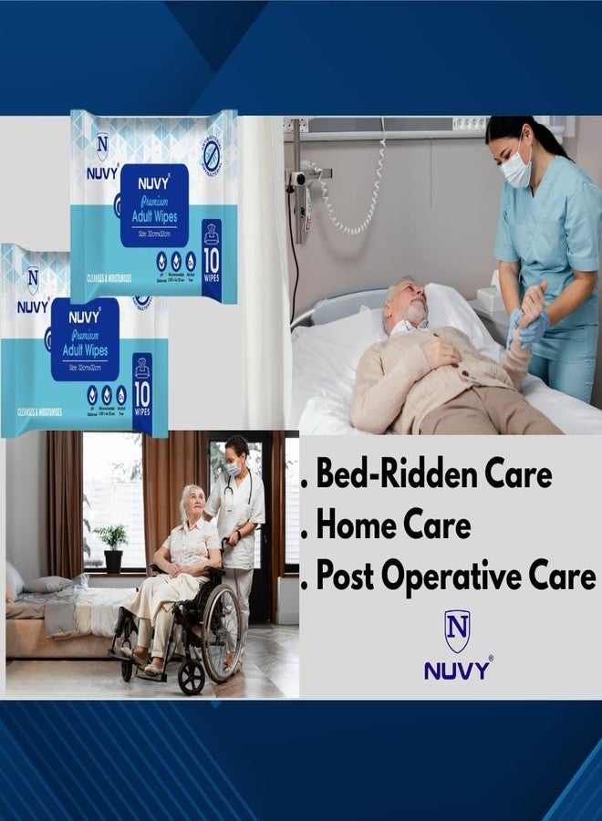 Nuvy Premium Adult Bath Wipes, Antibacterial, Ready-To-Use, Ultra-Soft, Alcohol-Free, Cleansing and Moisturizing Towels for Men & Women, 32cm * 32cm, (Combo Pack of 4), 40 Units - Image 3