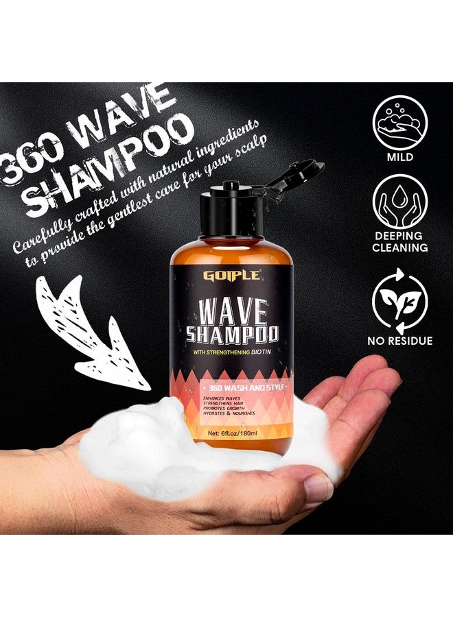 Goiple 360 Waves Wash Shampoo -Wave Shampoo For Black Men 360 Wave Shampoo Hydration Shampoo Enhance Waves Shampoo Strenghtens Hair Promote Growth Wave Shampoo Easy Wash 360 Wave Training Wave Pomade Set