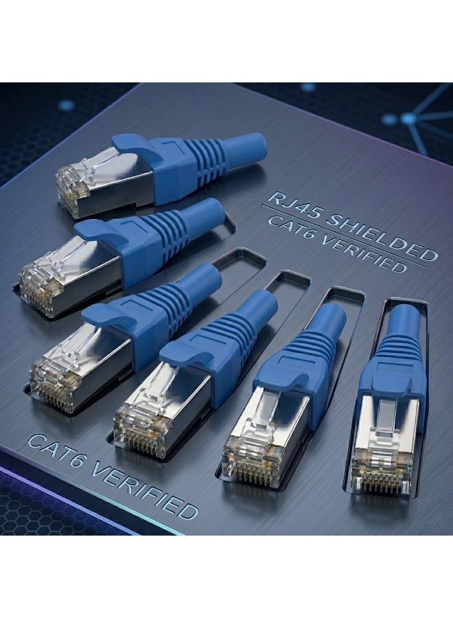 6 قطع من موصلات RJ45 CAT5E المحمية - مقابس مطلية بالذهب 8P8C مع أغطية تخفيف الضغط العالمية - Image 1