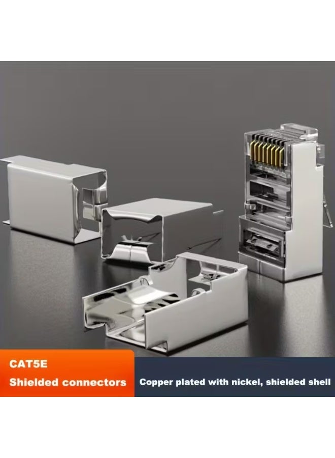 6 قطع من موصلات RJ45 CAT5E المحمية - مقابس مطلية بالذهب 8P8C مع أغطية تخفيف الضغط العالمية - Image 5