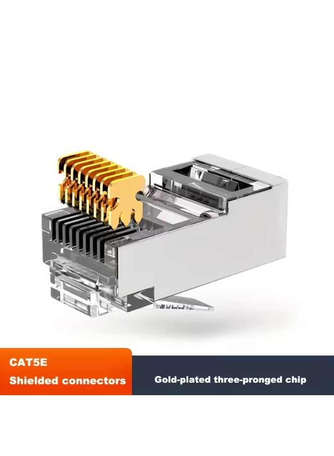 6 قطع من موصلات RJ45 CAT5E المحمية - مقابس مطلية بالذهب 8P8C مع أغطية تخفيف الضغط العالمية - Image 4