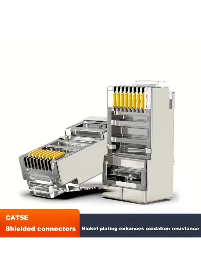 6 قطع من موصلات RJ45 CAT5E المحمية - مقابس مطلية بالذهب 8P8C مع أغطية تخفيف الضغط العالمية - Image 2