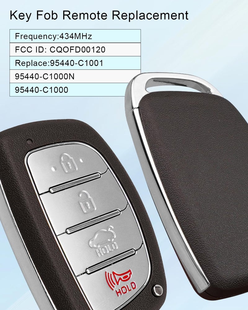 Tavaski 4-Button Smart Car Key Fit for Hyundai Sonata 2015 2016 2017 Replaces 95440-C1000N 95440-C1001 81999-2S040 81996-3Z020 81999-D3300, FCC ID: CQOFD00120, 434MHz Keyless Entry Remote Key Fob - Image 2