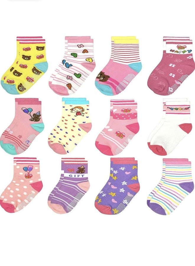 Freshfoot Cute and Colourful Organic Cotton New Born Baby Anti-Slip/Non-Skid Grip Socks (6 Pairs of Socks) - Image 1