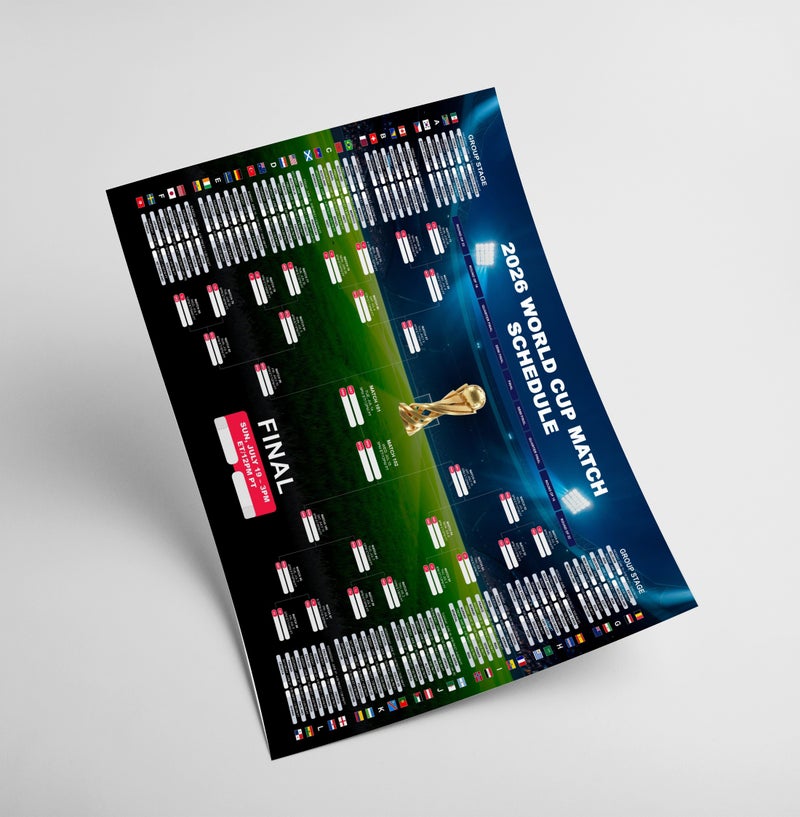2026 FIFA World Cup Match Schedule Poster A3 Size  ( PRINT ONLY )– Full Tournament Bracket Wall Chart, Football Fixtures Planner, Soccer Fan Wall Art, Soccer Memorabilia Gift for Football Fans
