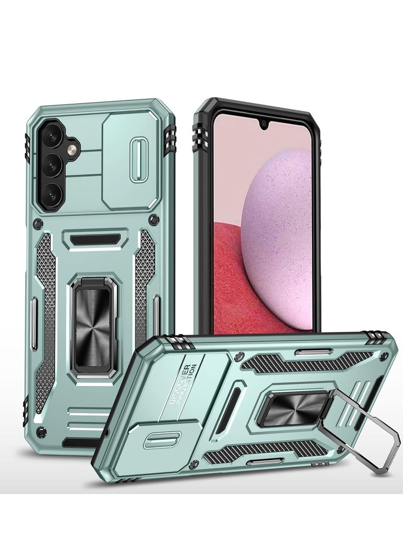 Arabest Slide Camera Cover for Samsung Galaxy A54 5G,Kickstand with Built-in 360° Rotate Magnetic Ring Stand Shockproof Protective Armor Cover,Green - Image 1