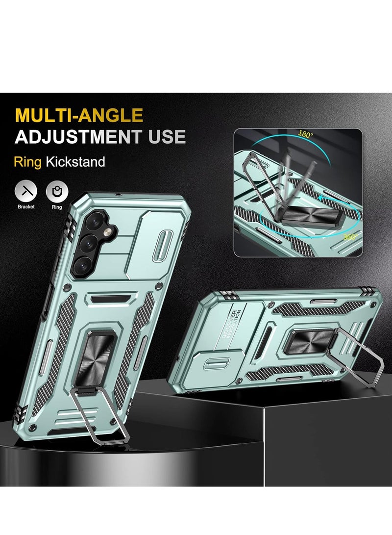 Arabest Slide Camera Cover for Samsung Galaxy A54 5G,Kickstand with Built-in 360° Rotate Magnetic Ring Stand Shockproof Protective Armor Cover,Green - Image 4