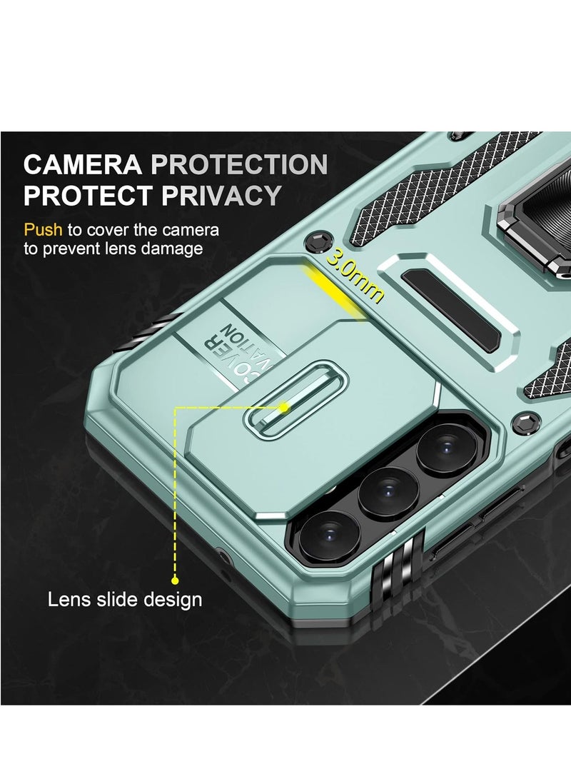 Arabest Slide Camera Cover for Samsung Galaxy A54 5G,Kickstand with Built-in 360° Rotate Magnetic Ring Stand Shockproof Protective Armor Cover,Green - Image 5