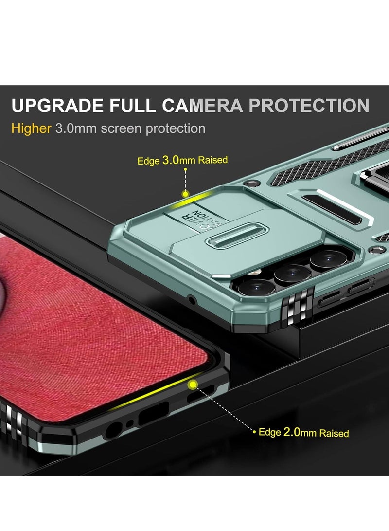 Arabest Slide Camera Cover for Samsung Galaxy A54 5G,Kickstand with Built-in 360° Rotate Magnetic Ring Stand Shockproof Protective Armor Cover,Green - Image 3