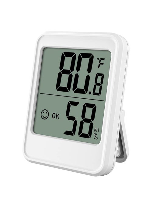 Digital Hygrometer, Thermometer,  Room Thermometer, with Temperature and Humidity Monitor, Humidity Monitor, Wall Mount, Mini Size, Big Numbers (White)