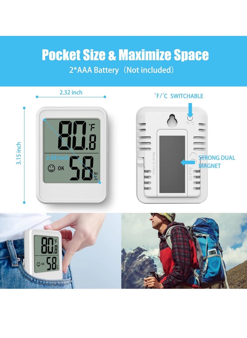 Generic - Digital Hygrometer, Thermometer,  Room Thermometer, with Temperature and Humidity Monitor, Humidity Monitor, Wall Mount, Mini Size, Big Numbers (White) - Image 1