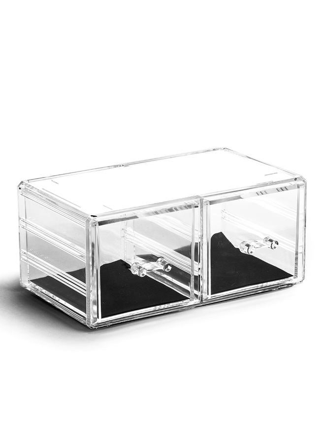 BINO THE MANHATTAN SERIES Acrylic Makeup Drawer Organizer- 2 Drawer Short | Clear Beauty Organizers and Storage| Cosmetic & Makeup Drawer| Home Organization| Jewelry & Vanity Accessories Drawers - Image 1