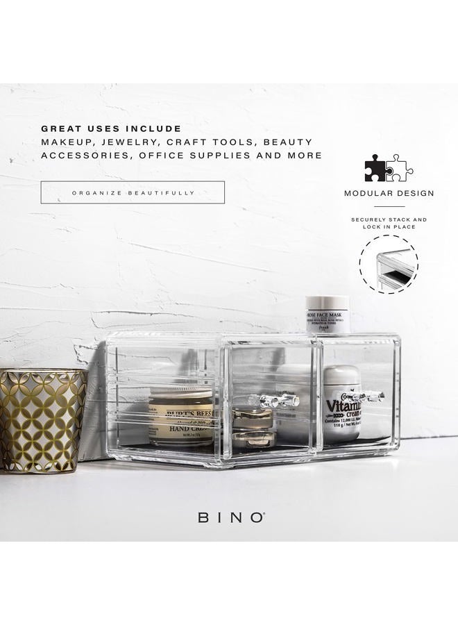 BINO THE MANHATTAN SERIES Acrylic Makeup Drawer Organizer- 2 Drawer Short | Clear Beauty Organizers and Storage| Cosmetic & Makeup Drawer| Home Organization| Jewelry & Vanity Accessories Drawers - Image 4