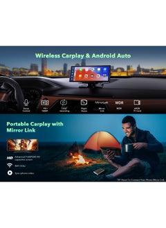MSMR Wireless Apple Carplay Car Stereo,Portable 10.26 Inch Touch Screen Android Auto,4K Dash Cam,1080p Backup Camera DVR,Drive Mate Carplay Navigation with Mirror Link/Siri/FM/Bluetooth  - Image 3
