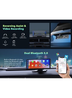 MSMR Wireless Apple Carplay Car Stereo,Portable 10.26 Inch Touch Screen Android Auto,4K Dash Cam,1080p Backup Camera DVR,Drive Mate Carplay Navigation with Mirror Link/Siri/FM/Bluetooth  - Image 4