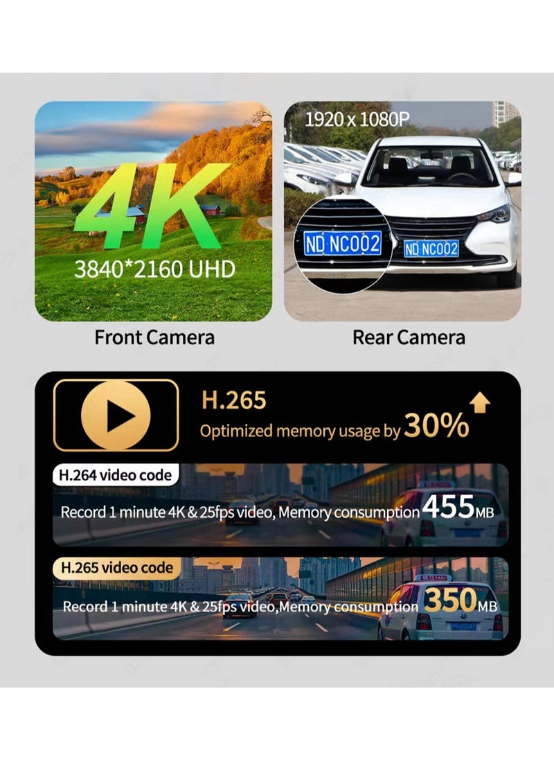 إم إس إم آر - ستيريو سيارة أبل كاربلاي لاسلكي ، محمول 10.26 بوصة تعمل باللمس أندرويد أوتو ، 4K داش كام ، كاميرا احتياطية 1080 بكسل DVR ، محرك ماتي كاربلاي للملاحة مع رابط مرآة / سيري / FM / بلوتوث - Image 1