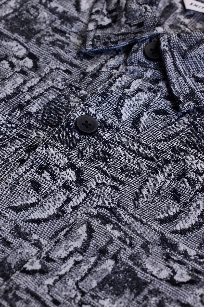 SNITCH Charcoal Grey Abstract Relaxed Fit Overshirt
