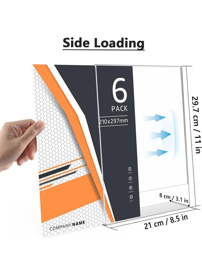 TPGP Pack Of 6 Acrylic A4 Stands, Slant Table Stands, Transparent Acrylic, A4 Sign Holders - Image 2