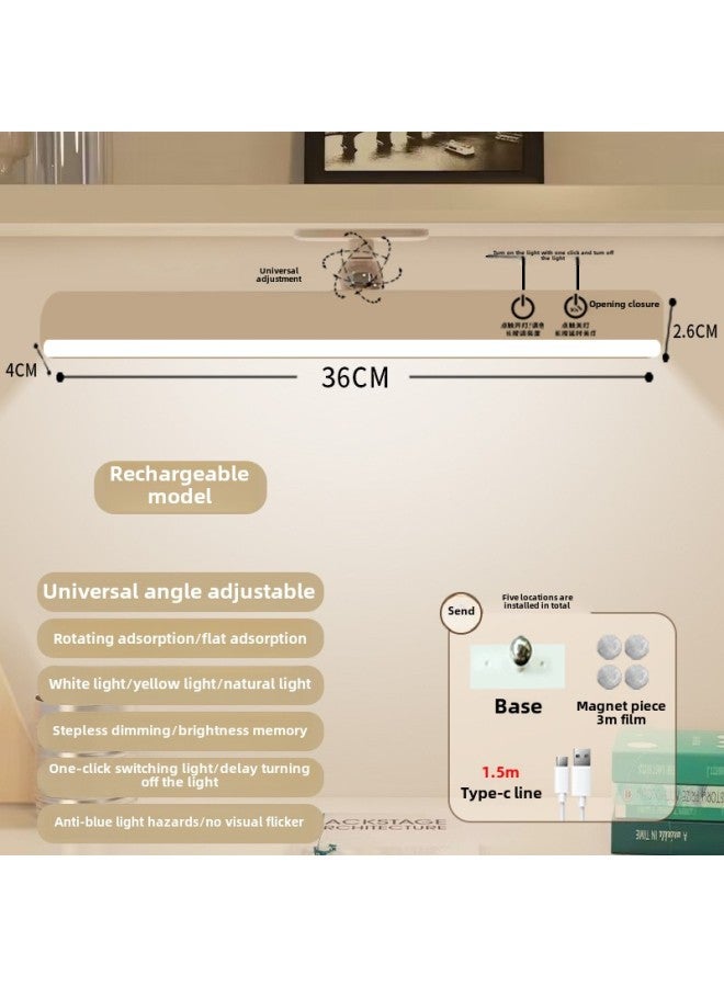 Table Lamp Dimmable Learning Special Student Dormitory Adsorption Led Eye Protection Desk Charging Bedside Bedroom Bedroom-Specifications:Charging Touch Model 36cm + Stepless Dimming + Adjustable Angle + 1.5tpc Charging Cable - Image 1