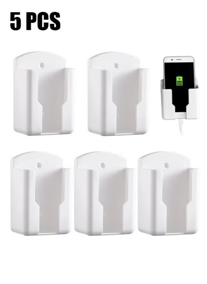 OMEVE Wall Mount Remote Control Holder, 5 Pcs TV Air Conditioner Remote Control Holder, Wall Mount Storage Box Organizer, for Home Nightstand Office Desk School Supply Storage (White)  - Image 1