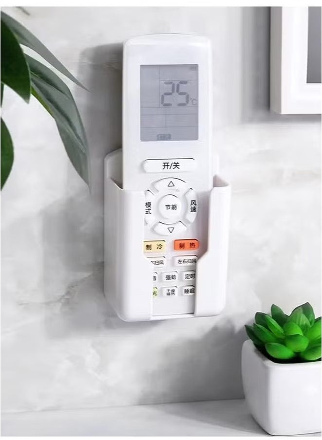 Wall Mount Remote Control Holder, 5 Pcs TV Air Conditioner Remote Control Holder, Wall Mount Storage Box Organizer, for Home Nightstand Office Desk School Supply Storage (White)