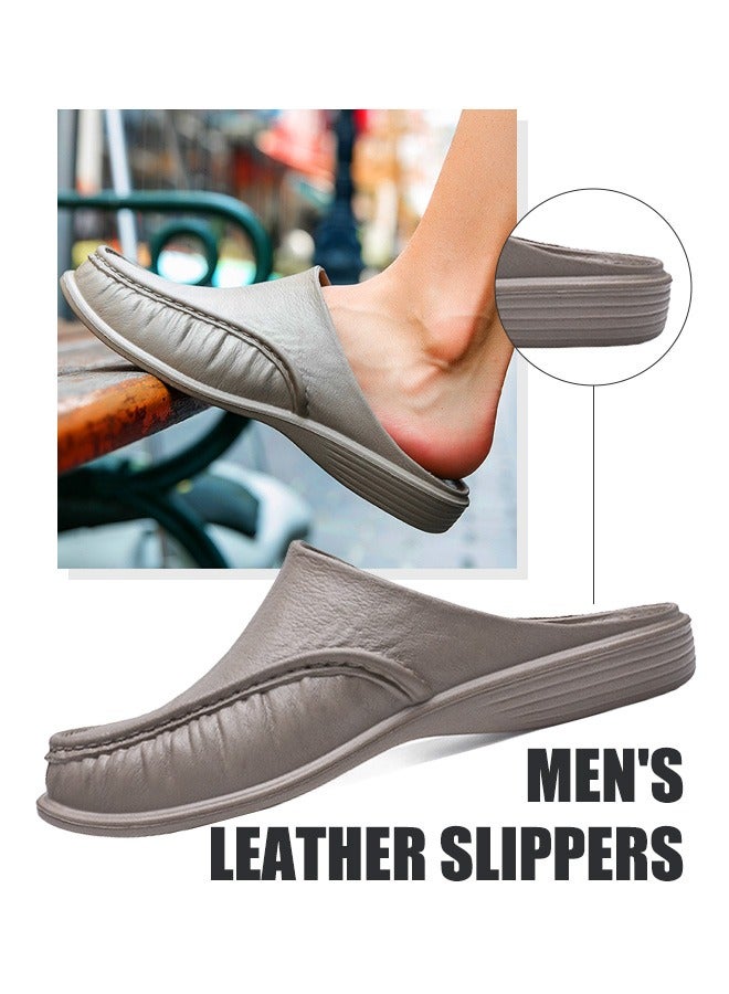Men's Fashion Indoor/Outdoor Soft-Sole Slippers for Summer, Extra Large, Lightweight Leather Slippers  - Image 5