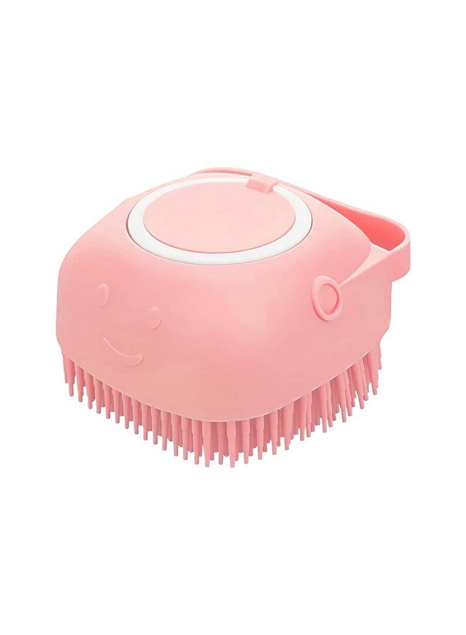 Brain Freezer Square Dog Cat Bath Brush Comb Silicone Rubber Dog Grooming Brush Silicone Puppy Massage Brush Hair Fur Grooming Cleaning Brush Soft Shampoo Dispenser (Pink) - Image 1