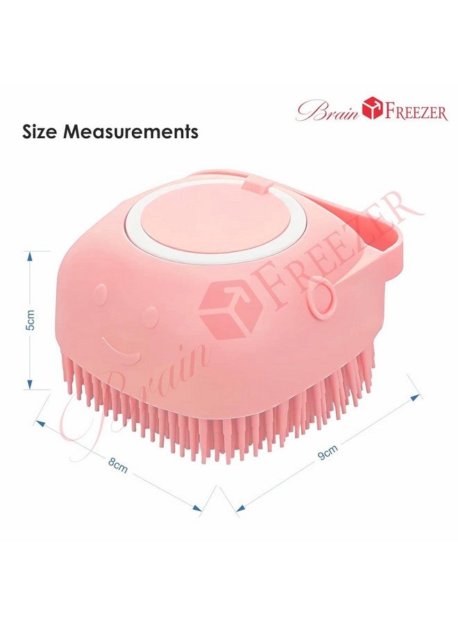 Brain Freezer Square Dog Cat Bath Brush Comb Silicone Rubber Dog Grooming Brush Silicone Puppy Massage Brush Hair Fur Grooming Cleaning Brush Soft Shampoo Dispenser (Pink) - Image 2