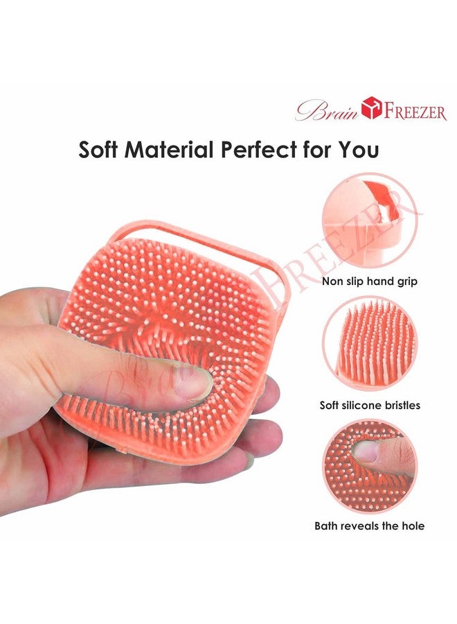Brain Freezer Square Dog Cat Bath Brush Comb Silicone Rubber Dog Grooming Brush Silicone Puppy Massage Brush Hair Fur Grooming Cleaning Brush Soft Shampoo Dispenser (Pink) - Image 3